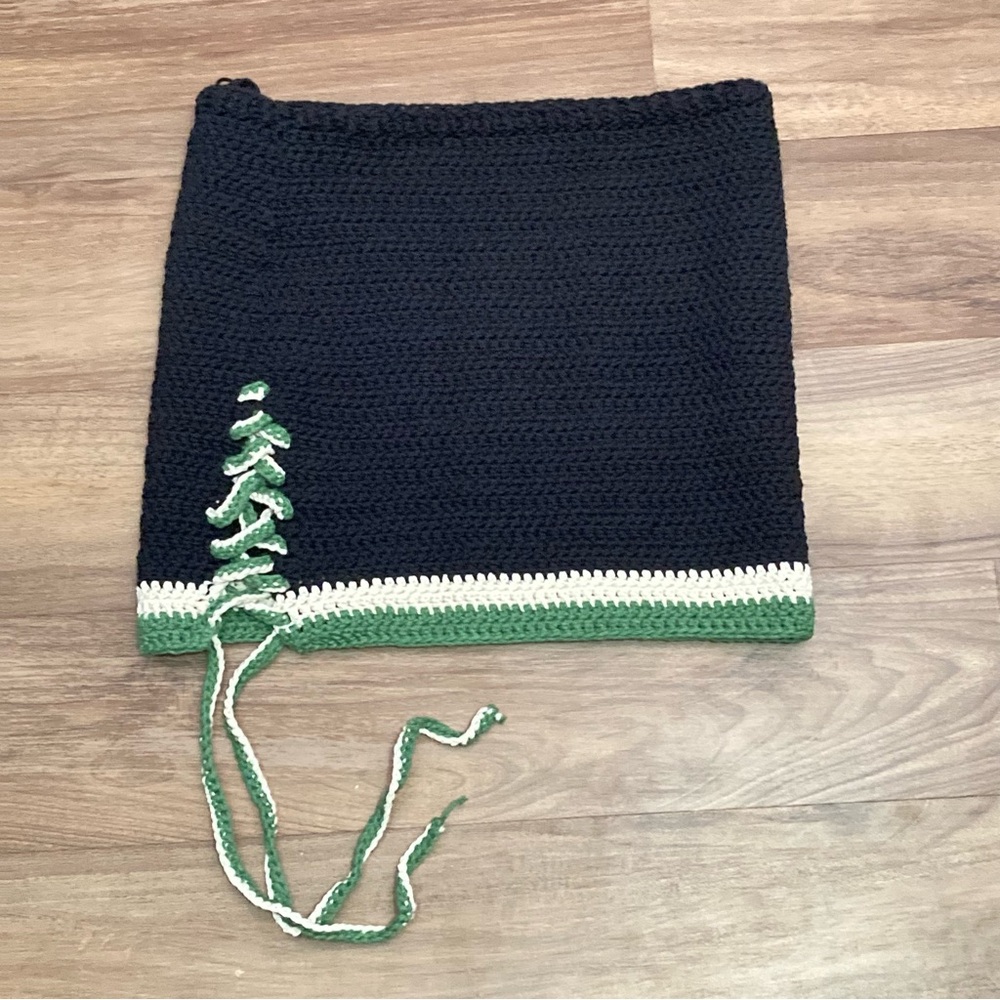 Handmade Cotton Crochet Lace Up Mini Skirt